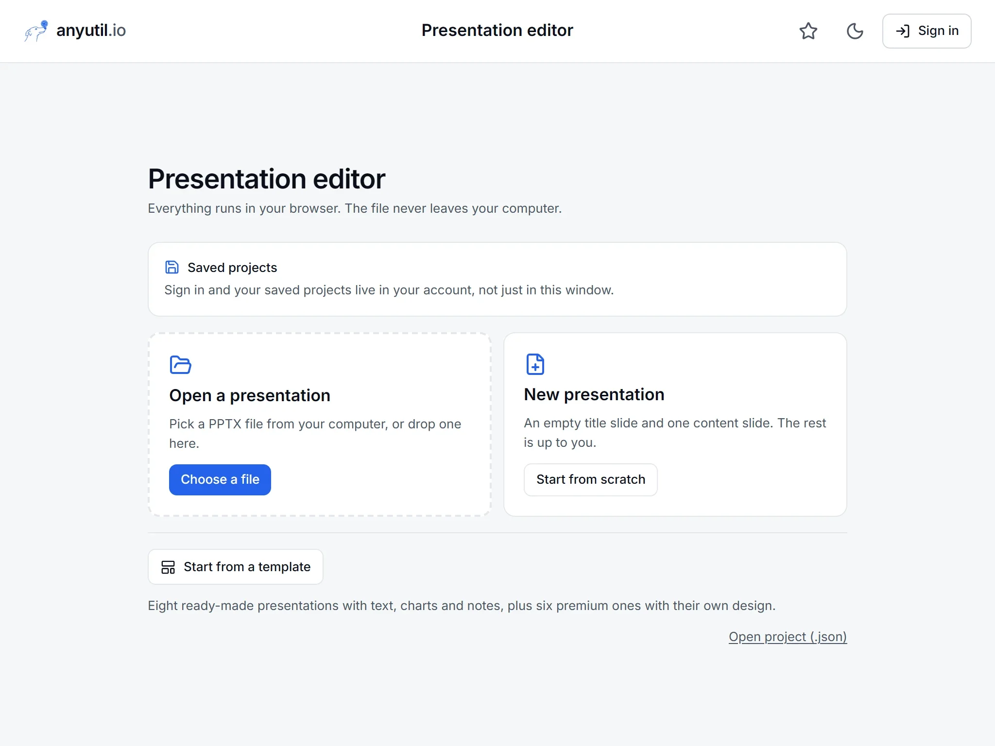 Presentation editor interface